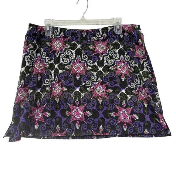 Tranquility by Colorado Clothing Pants - Tranquility Skort XL Black Print Pull On Shorts Lined Stretch Colorado Clothing